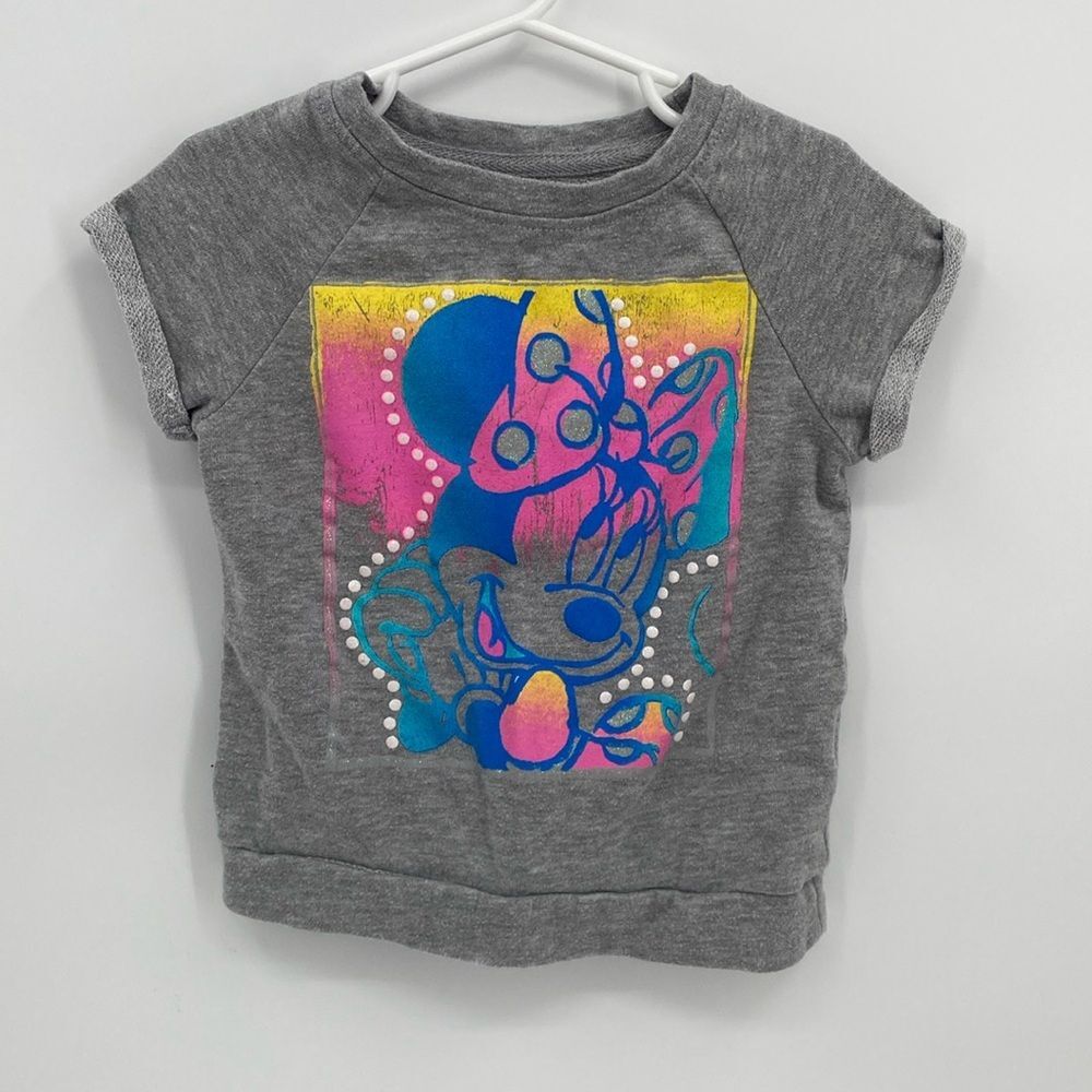Disney Minnie Mouse Short Sleeve Sweatshirt Pullover Girls XS 4/5